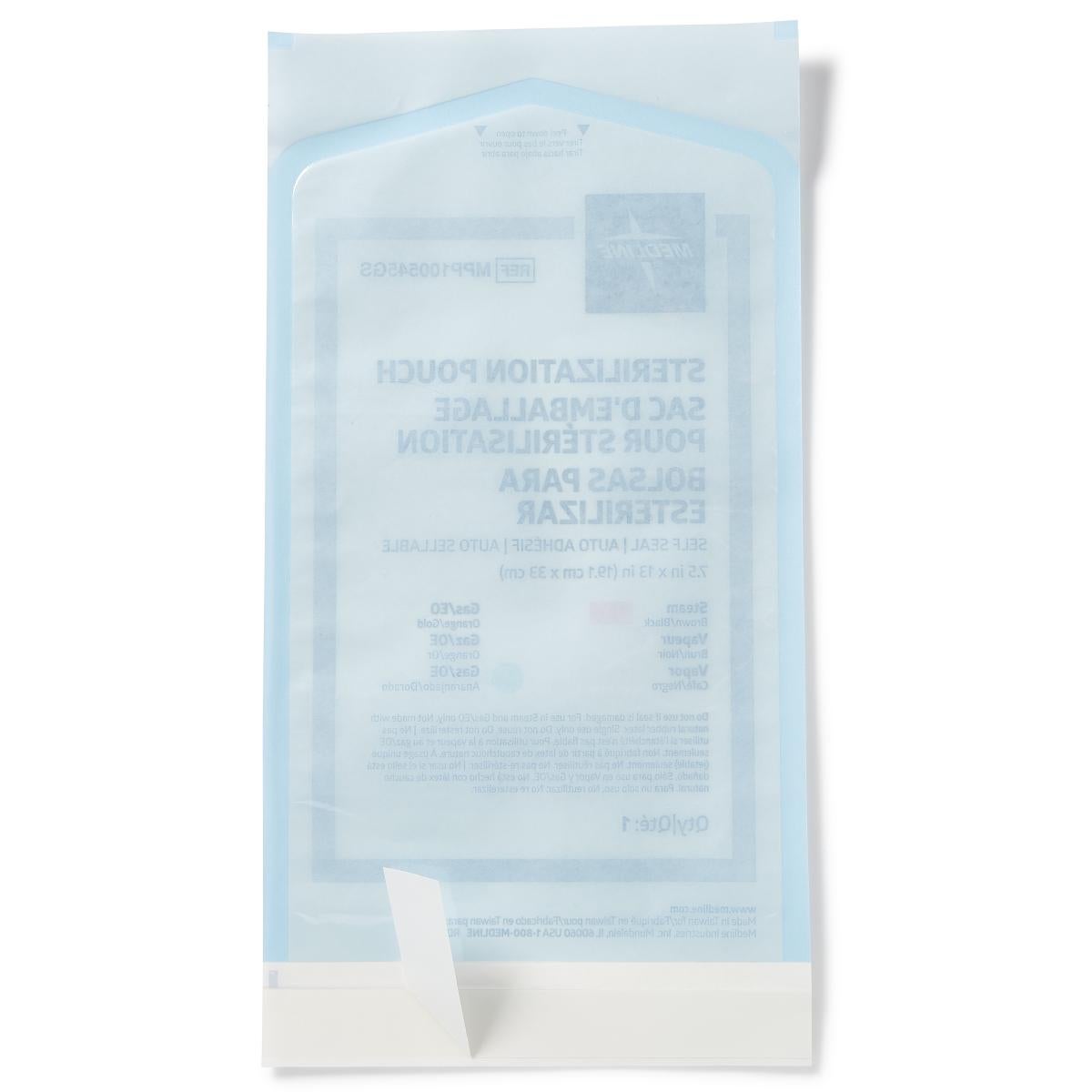 Medline Sterilization Pouch Ethylene Oxide (EO) Gas / Steam White / Blue Self Seal Paper / Film