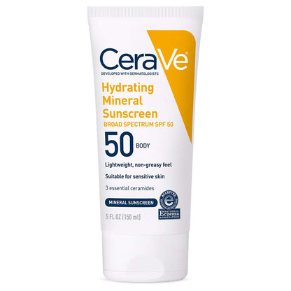 CeraVe® Hydrating Mineral Sunscreen Body SPF 50, Tube