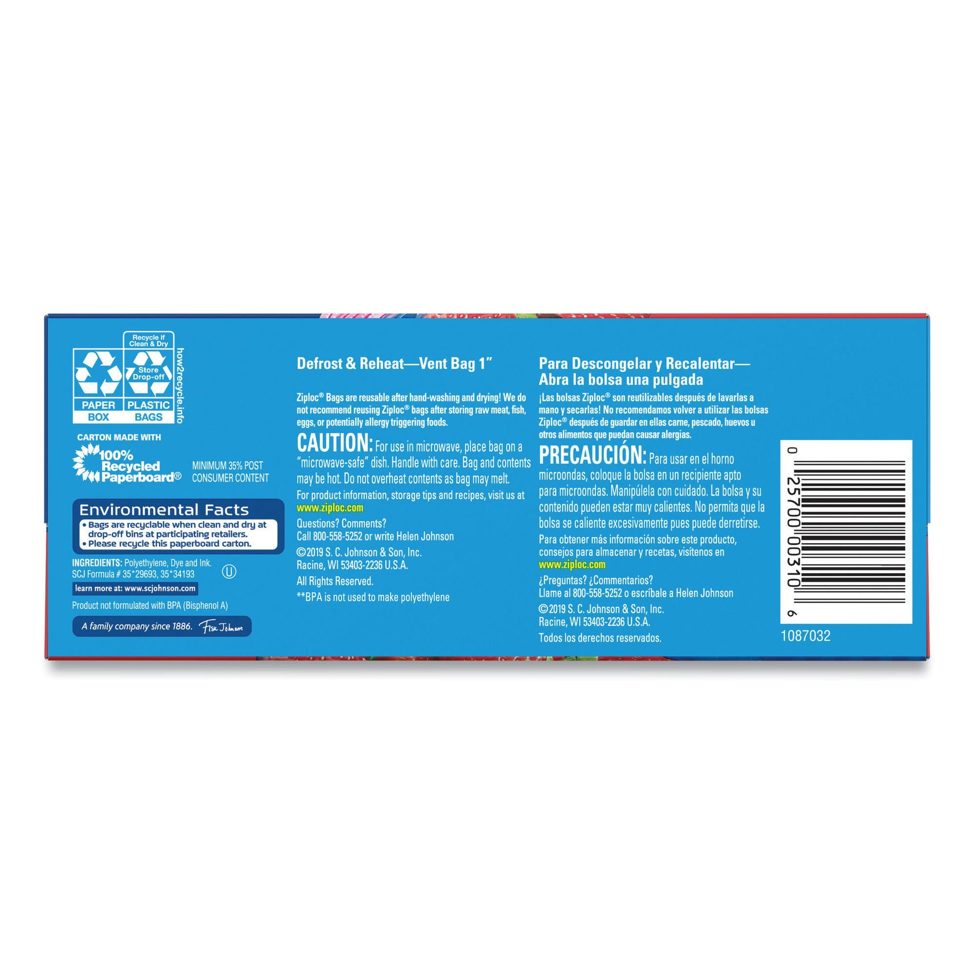 Ziploc Reclosable Bag -7/16 Inch Plastic Clear / White Block Zipper Closure