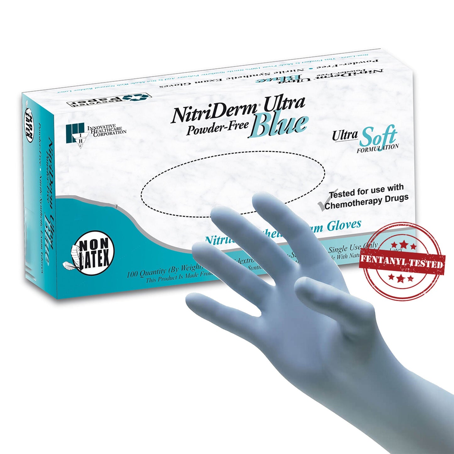 NitriDerm® Ultra Blue Nitrile Exam Gloves, Light Blue - view 4