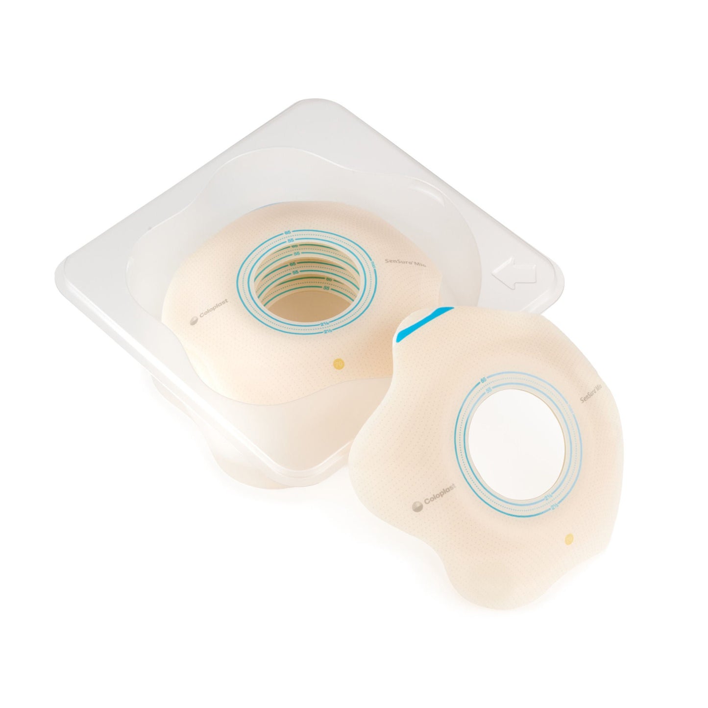 SenSura® Mio Convex Flip Ostomy Barrier, Stoma Openings, Yellow Match