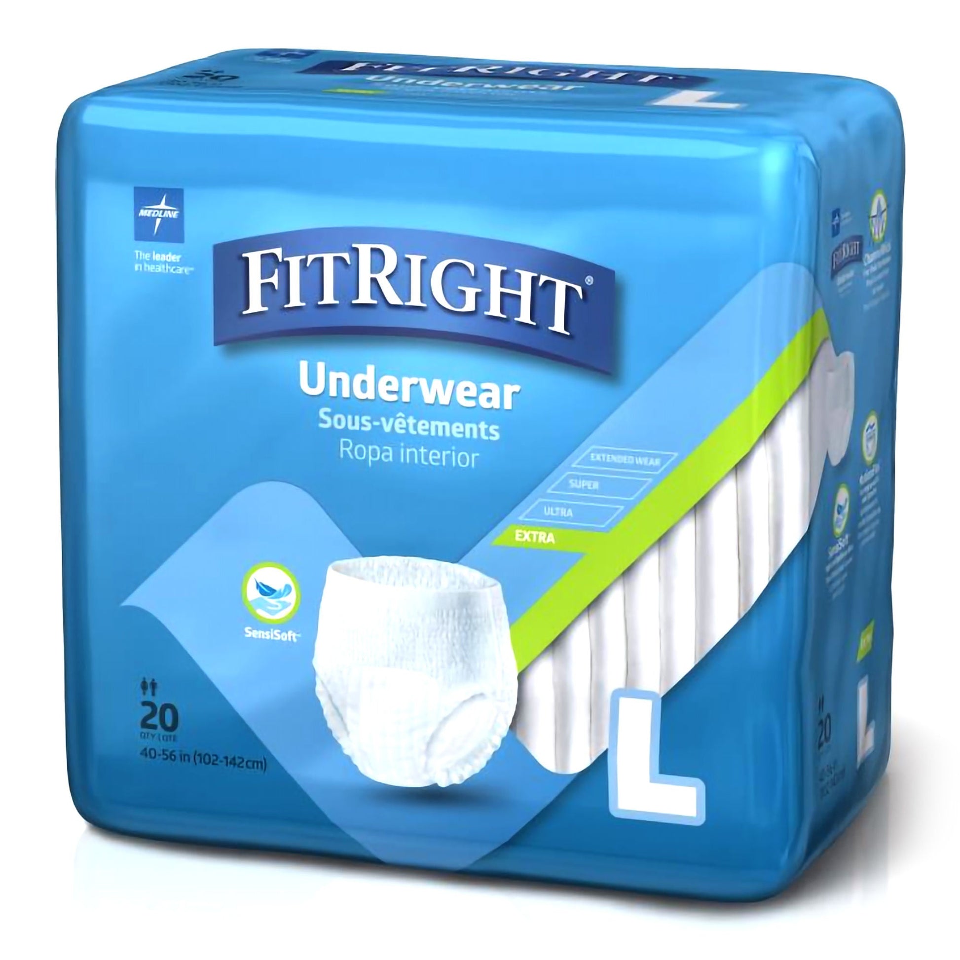 FitRight Extra Absorbent Underwear Pull On with Tear Away Seams Adult Unisex Disposable Moderate Absorbency