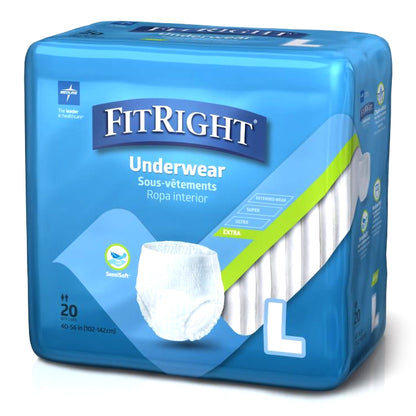 FitRight Extra Absorbent Underwear Pull On with Tear Away Seams Adult Unisex Disposable Moderate Absorbency