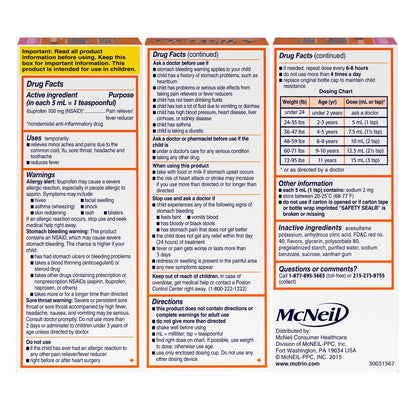 Motrin Children's Oral Suspension Bubblegum Flavor