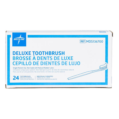 Medline Toothbrush White Adult Soft