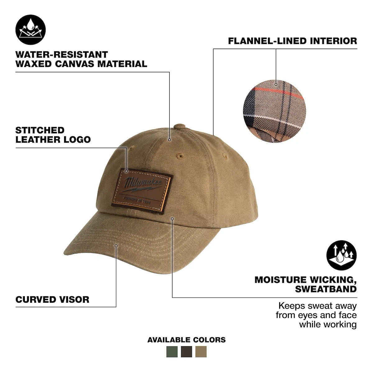 Milwaukee Waxed Canvas Adjustable Hat | Khaki M772K