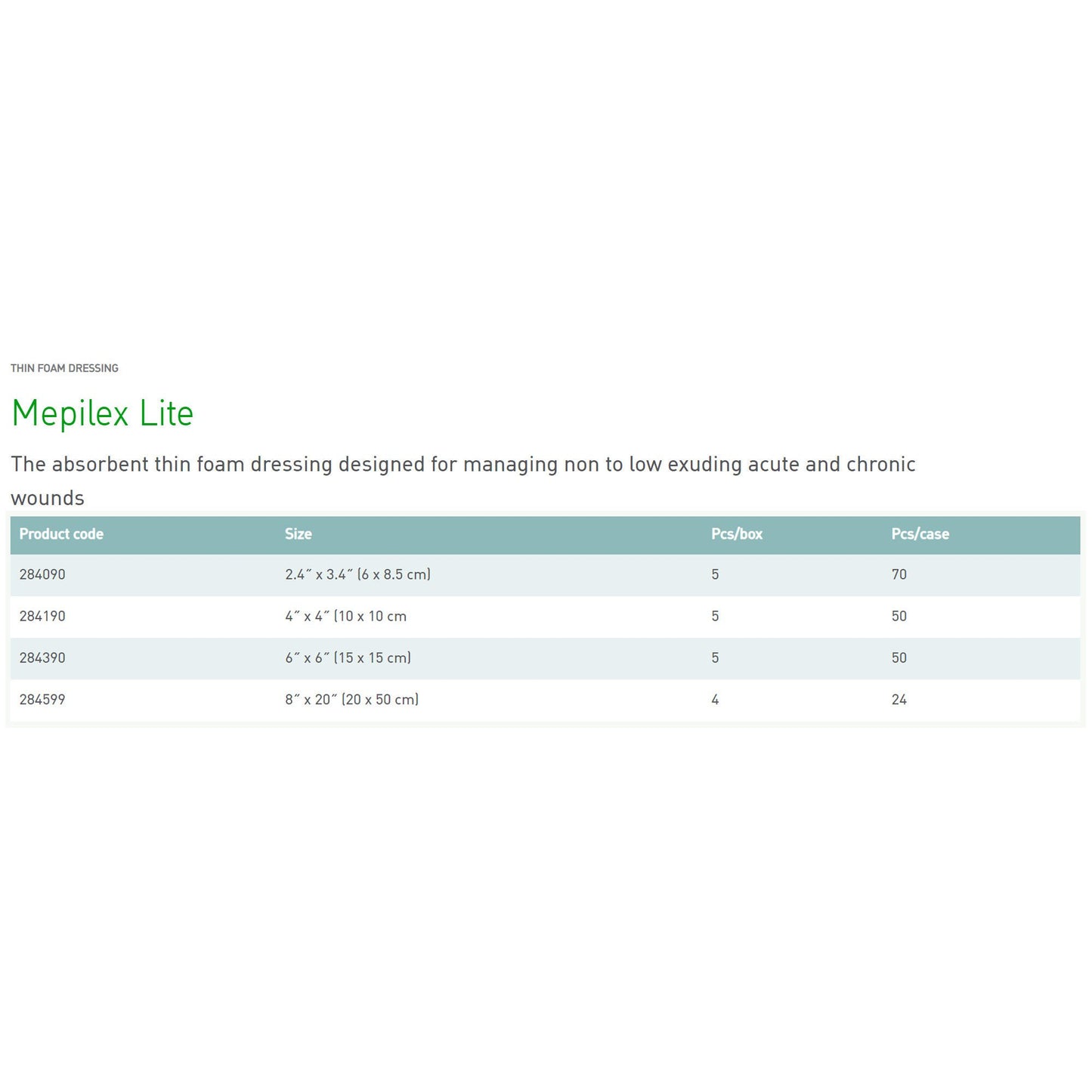 Mepilex® Lite Soft Silicone Foam Dressing