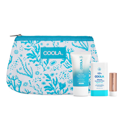 COOLA Mineral Suncare Travel Kit SPF 30 / SPF 50 Lotion / Stick Pouch