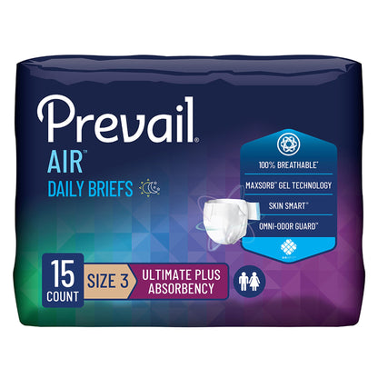 Prevail Air™ Stretchable Ultimate Plus Absorbency Briefs, Size 3