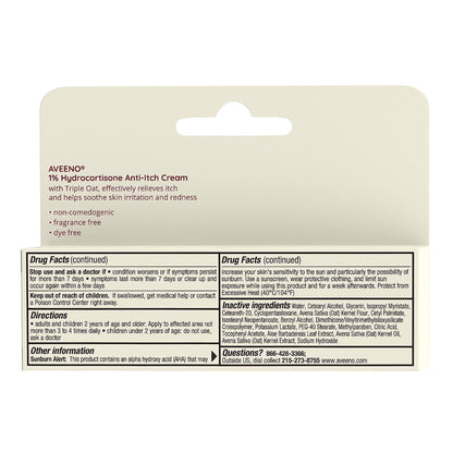 Aveeno® Active Naturals 1% Hydrocortisone Anti-Itch Cream, Maximum Strength