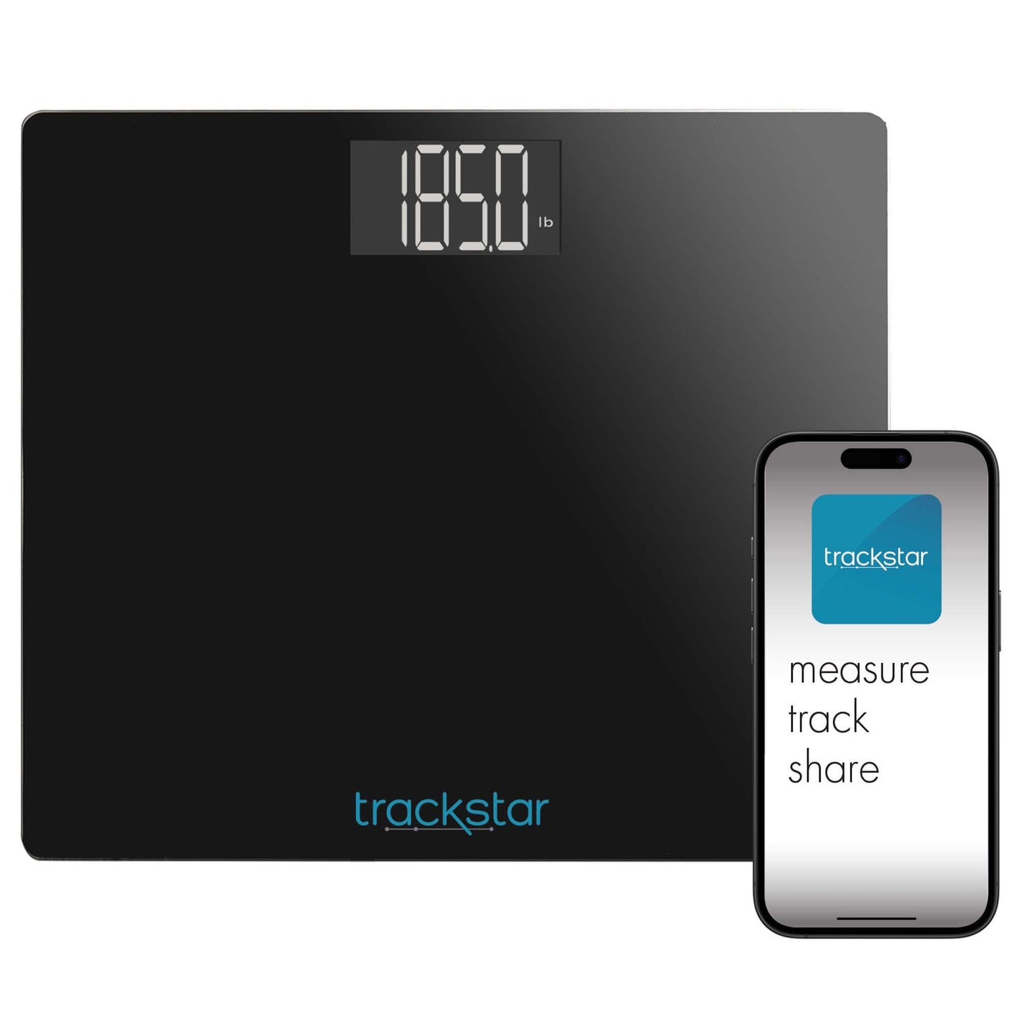 Trackstar Floor Scale Digital Display 550 lbs. / 250 kg Weight Capacity Black Battery Operated