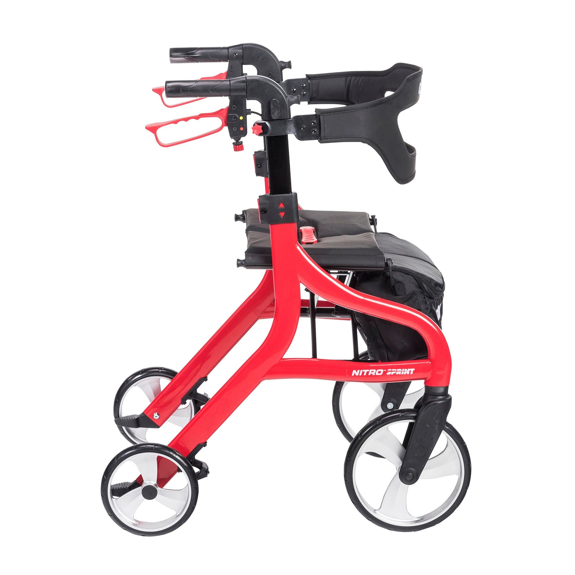 drive Nitro Sprint 4 Wheel Rollator Red Folding Aluminum Frame