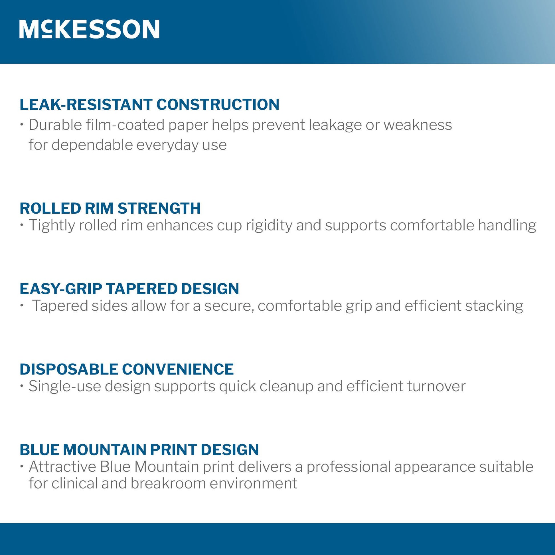 McKesson Paper Cup for Cold Beverages, Blue Mountain Print, Capacity