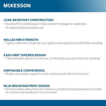 McKesson Paper Cup for Cold Beverages, Blue Mountain Print, Capacity