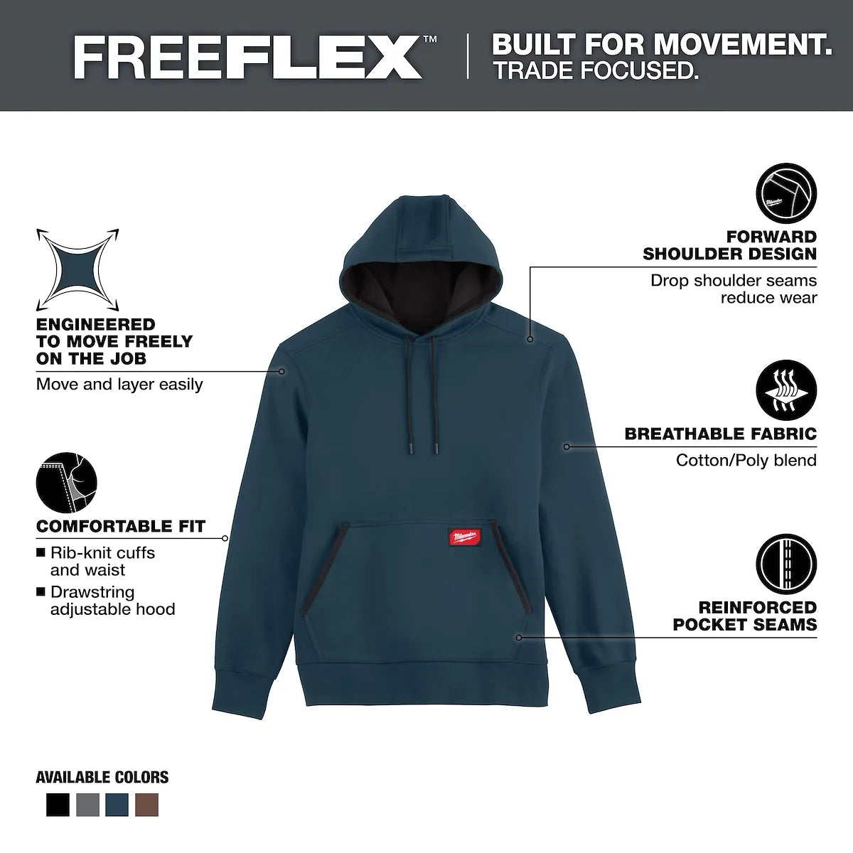 Milwaukee FREEFLEX Pullover Hoodie - Blue L 351