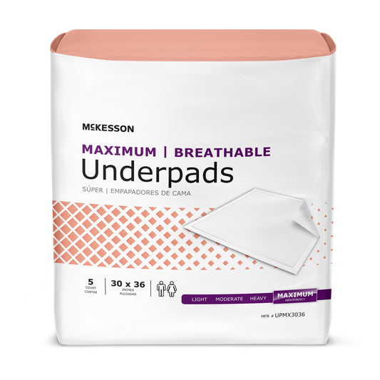 McKesson Ultimate Breathable Underpads, Heavy Absorbency, White