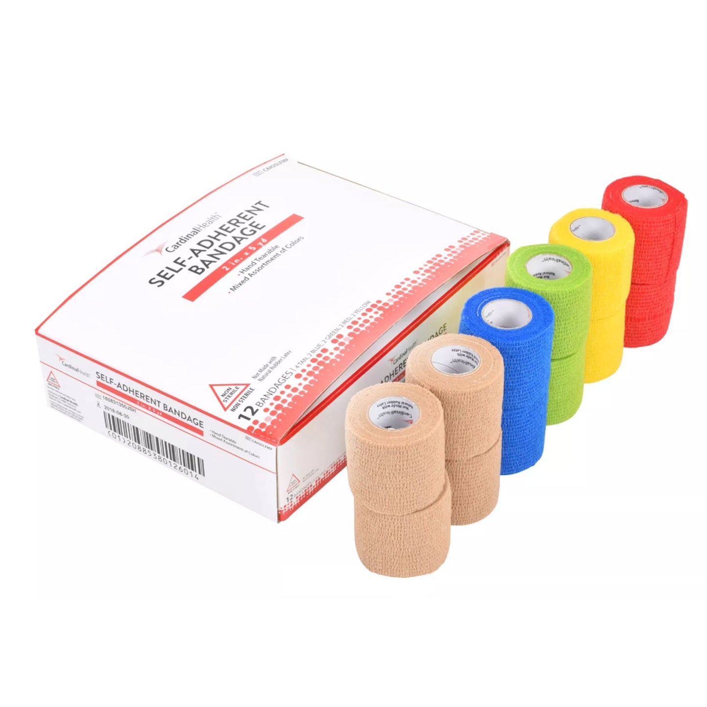 Cardinal Health Cohesive Bandage Self-adherent Closure Assorted Colors NonSterile Standard Compression