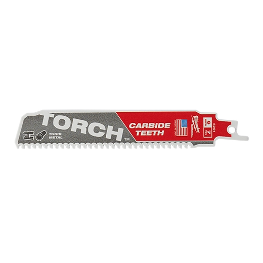 Milwaukee 6" 8 TPI TORCH with Carbide Teeth SAWZALL Blade (1 PK) 48-00-5201 | 6 in Blade Length