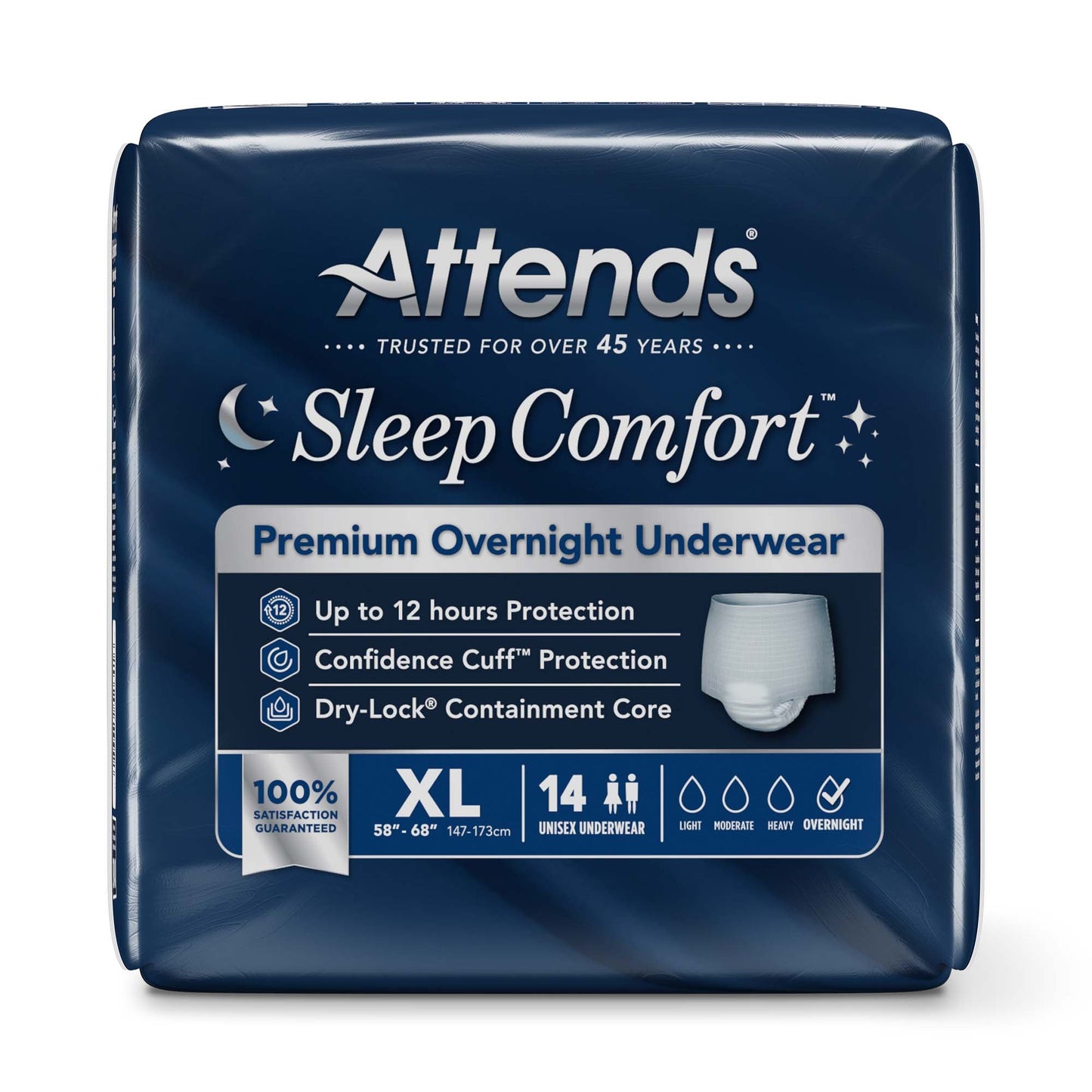 Attends® Sleep Comfort Premium Overnight Underwear, Extra Large, 58 – 68 Inches