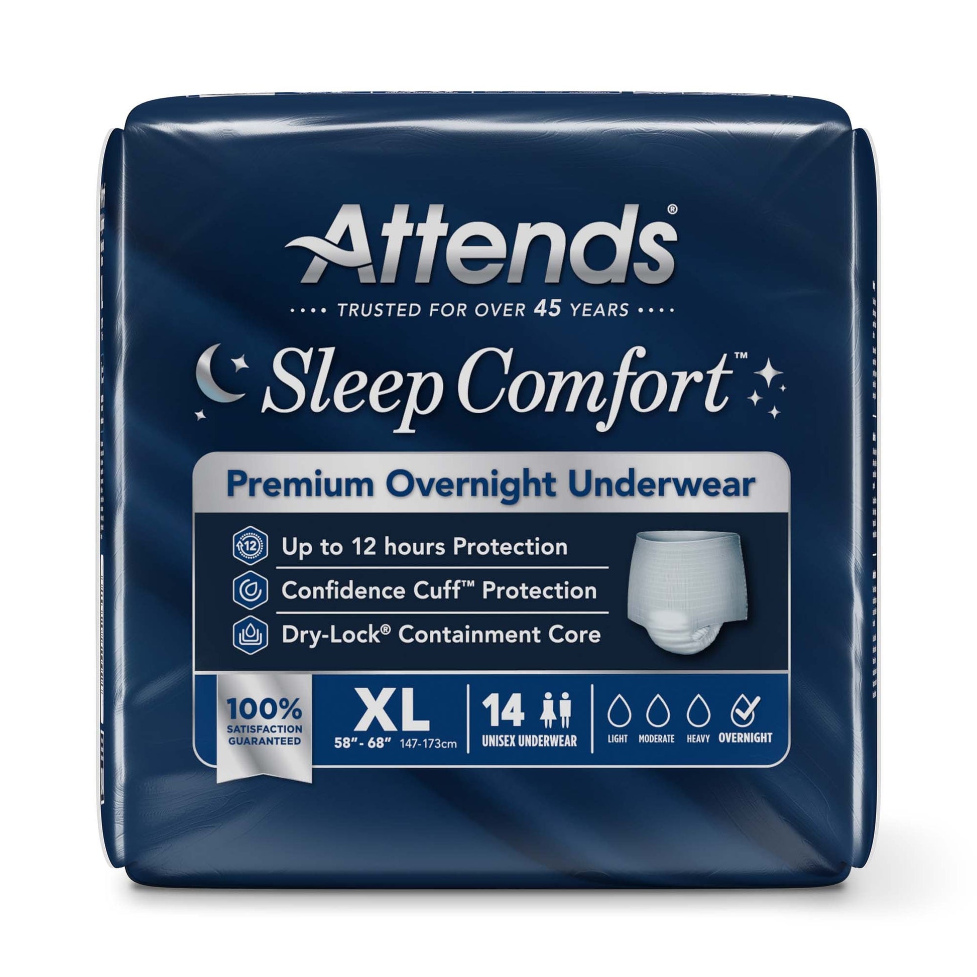 Attends® Sleep Comfort Premium Overnight Underwear, Extra Large, 58 – 68 Inches