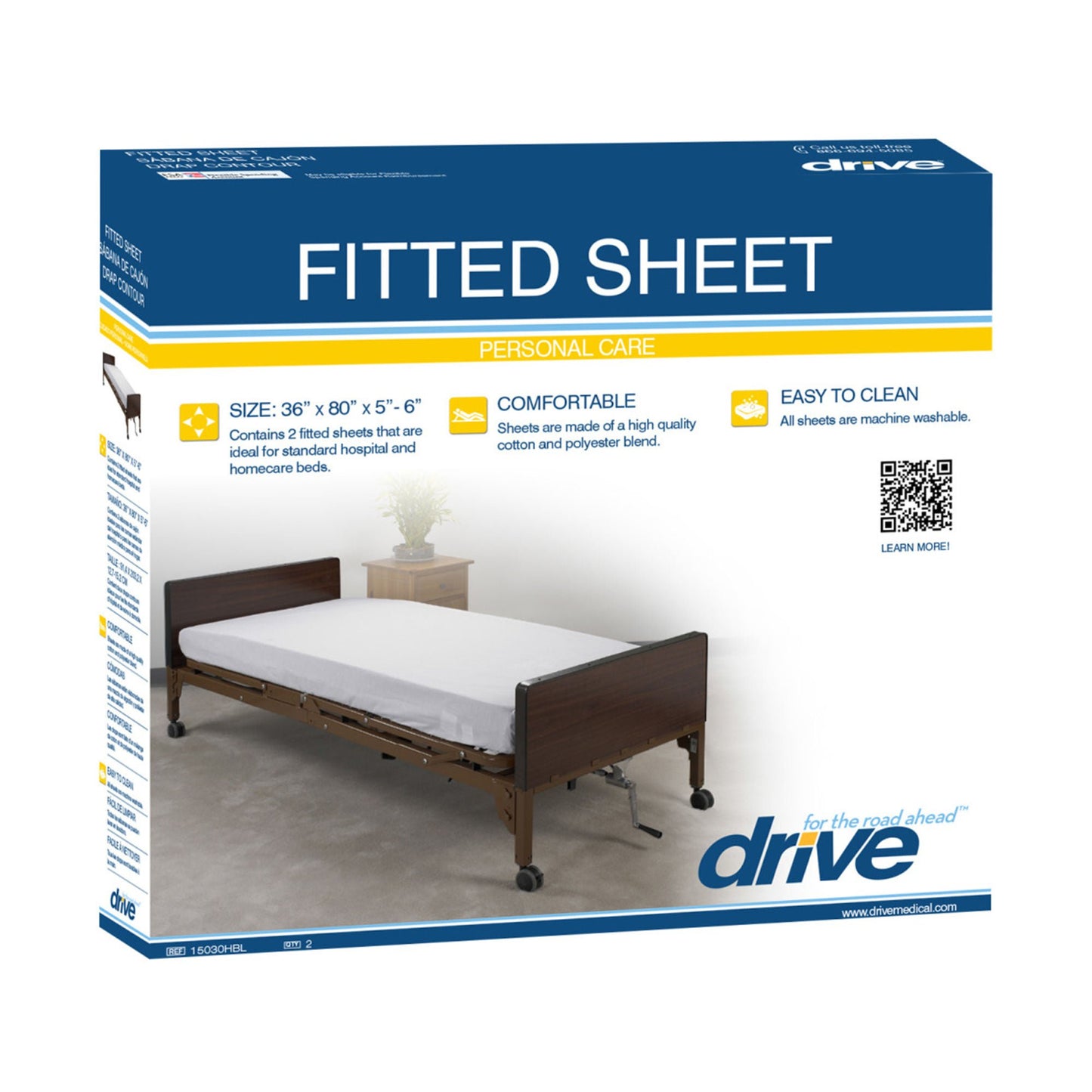 drive™ White Fitted Bed Sheet