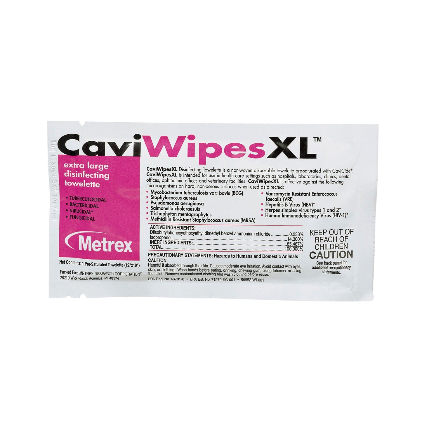 Metrex CaviWipes Surface Disinfectant Alcohol-Based Wipes