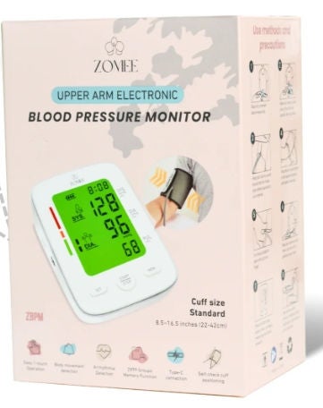Zomee Home Automatic Digital Blood Pressure Monitor Adult Cuff Arm Nylon Cuff 8.5 to 16.5 Inch Desk Model