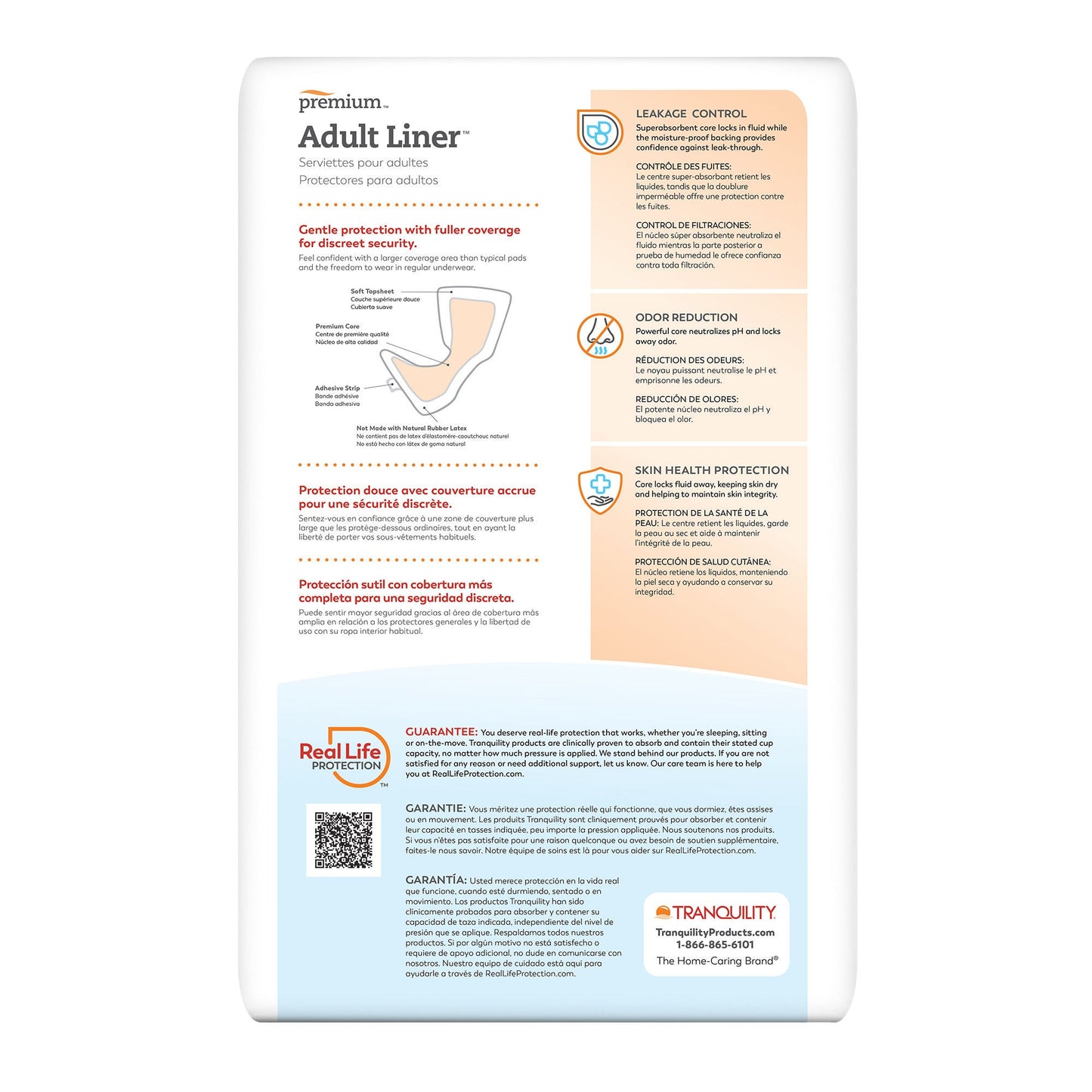 Tranquility® Moderate Incontinence Liner, 9 x 24 Inch