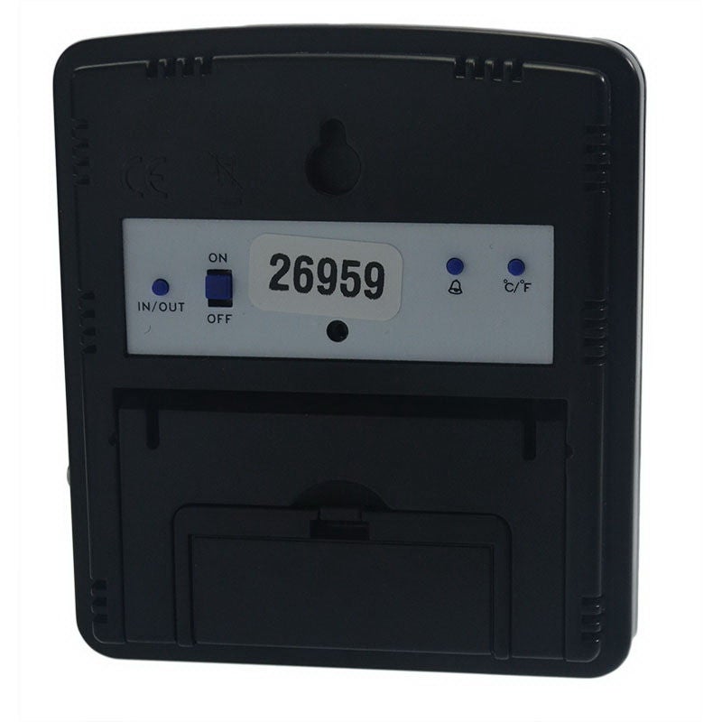Digital Thermometer with Alarm Fahrenheit / Celsius -58° to +158°F (-50° to +70°C) Bottle Probe Flip-out Stand / Wall Mount Battery Operated