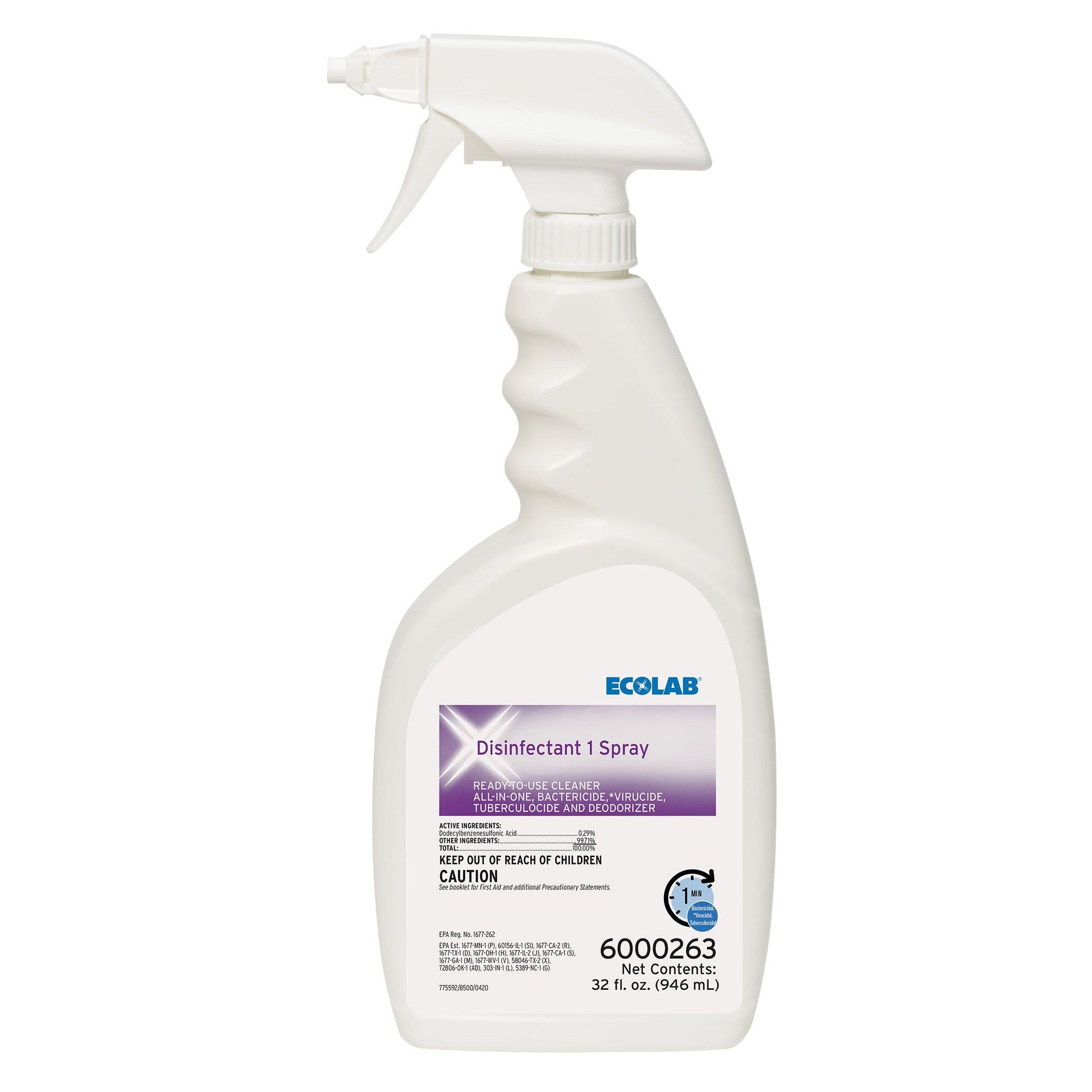 Ecolab Disinfectant 1 Surface Disinfectant Cleaner, Spray Bottle