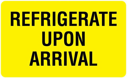 UAL Pre-Printed Label Auxiliary Label Yellow Paper REFRIGERATE UPON ARRIVAL Temperature Control