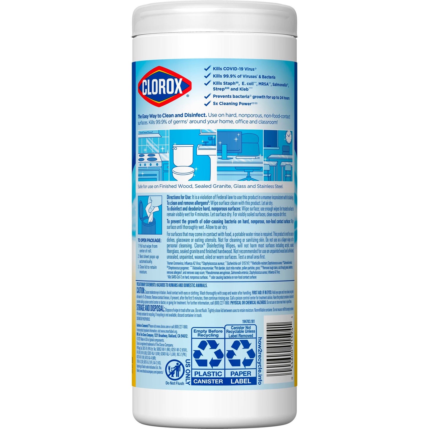 Clorox® Disinfecting Wipes, Lemon Scent, .