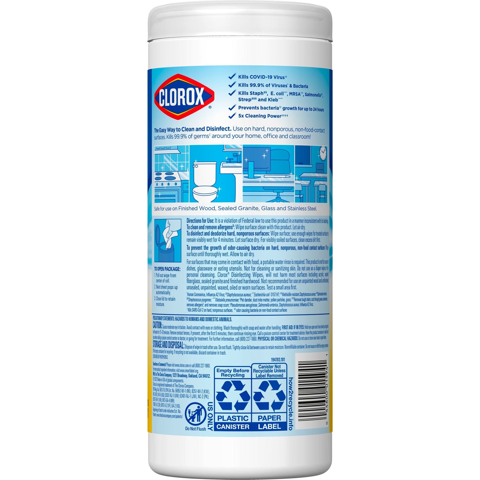 Clorox® Disinfecting Wipes, Lemon Scent, .