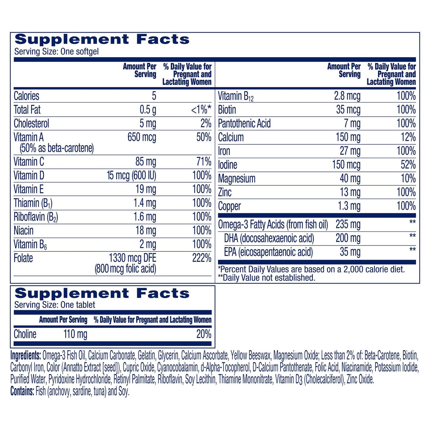 One A Day Prenatal Advanced Softgels and Tablets