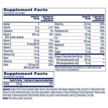 One A Day Prenatal Advanced Softgels and Tablets