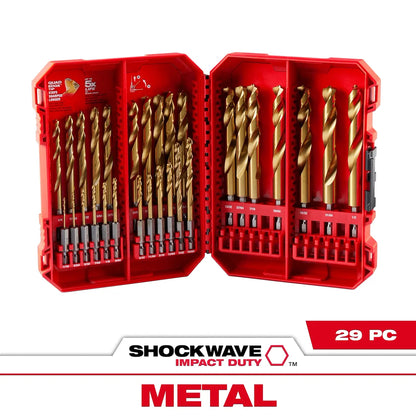 Milwaukee 29PC SHOCKWAVE Impact Duty RED HELIX Titanium Drill Bit Set 48-89-4672 | 29-Piece, Steel