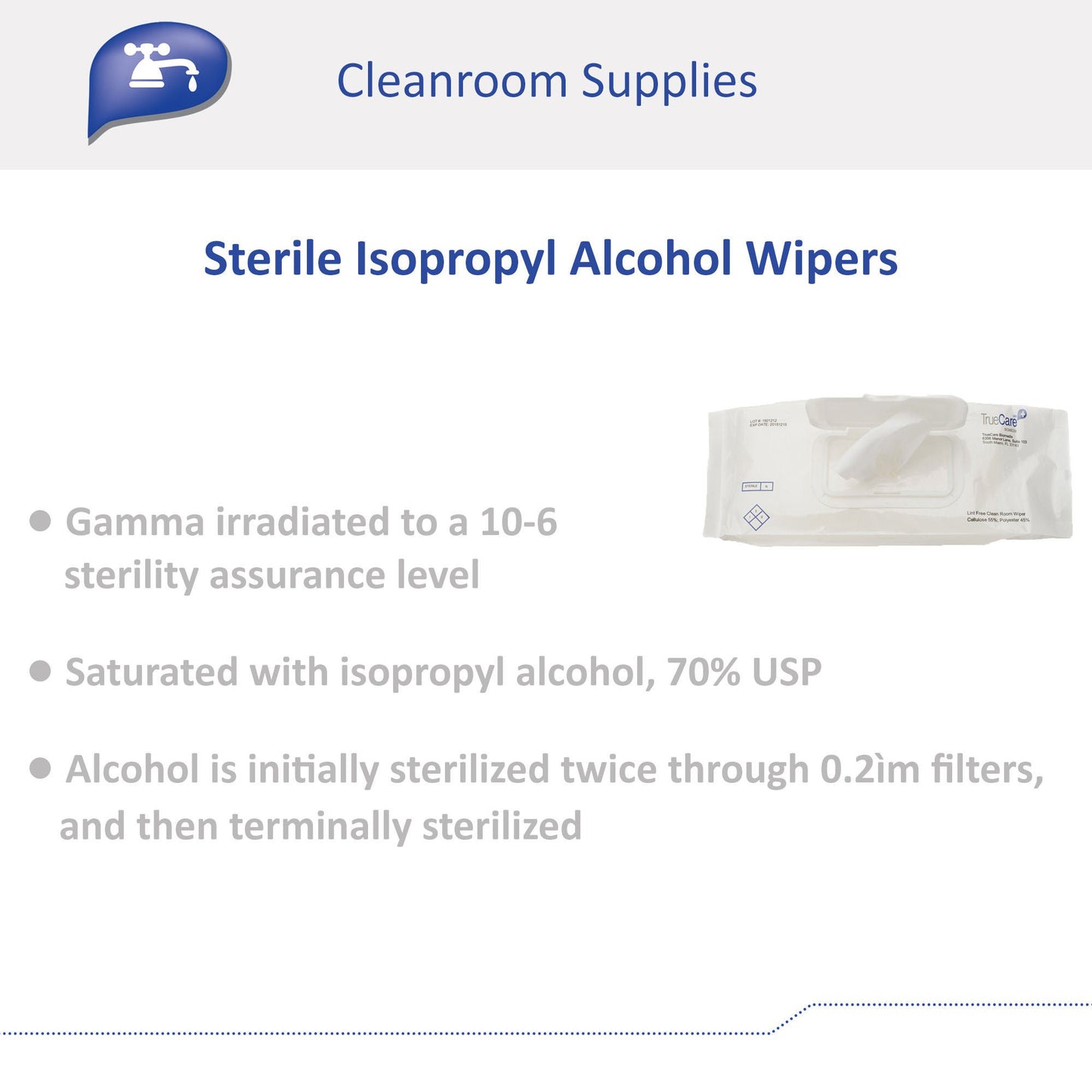 TrueCare Biomedix Sterile Isopropyl Alcohol Wipes