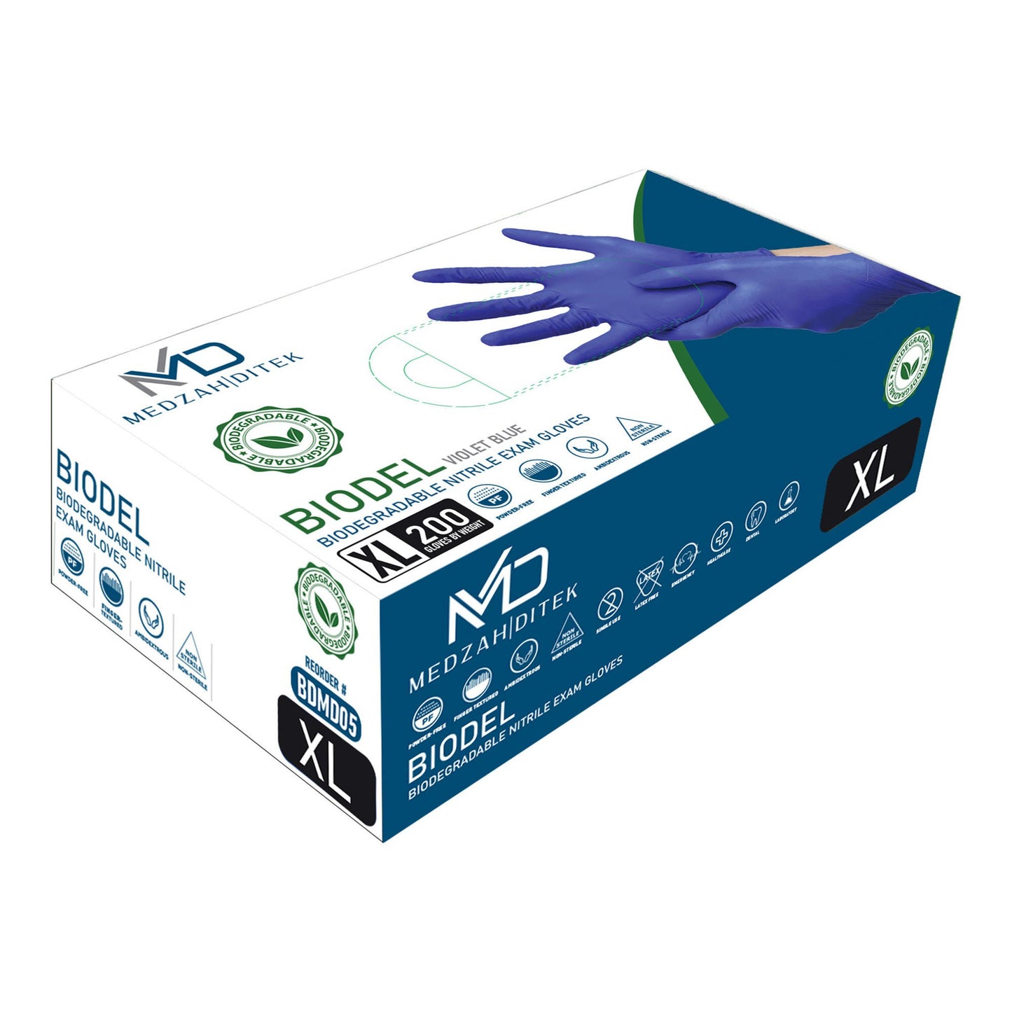 BIODEL Nitrile Exam Gloves, Violet Blue - view 4