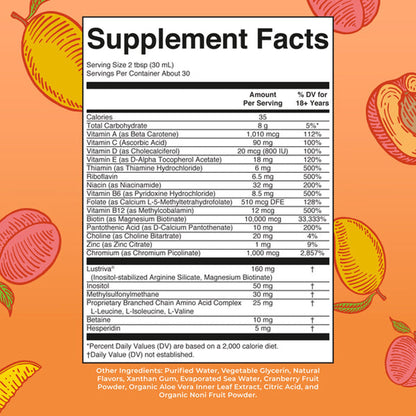 Mary Ruth's Liquid Morning Multivitamin + Hair Growth Multivitamin Supplement Vitamin A / C / D / E 1,010 mcg - 90 mg - 20 mcg - 18 mg Strength Liquid Peach Mango Flavor