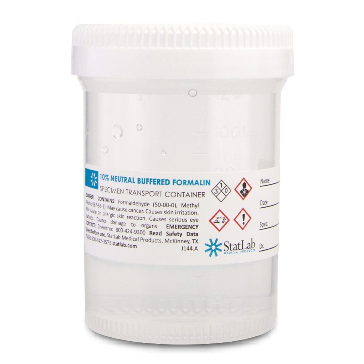 StatClick™ Prefilled Formalin Container, Fill in 120 mL
