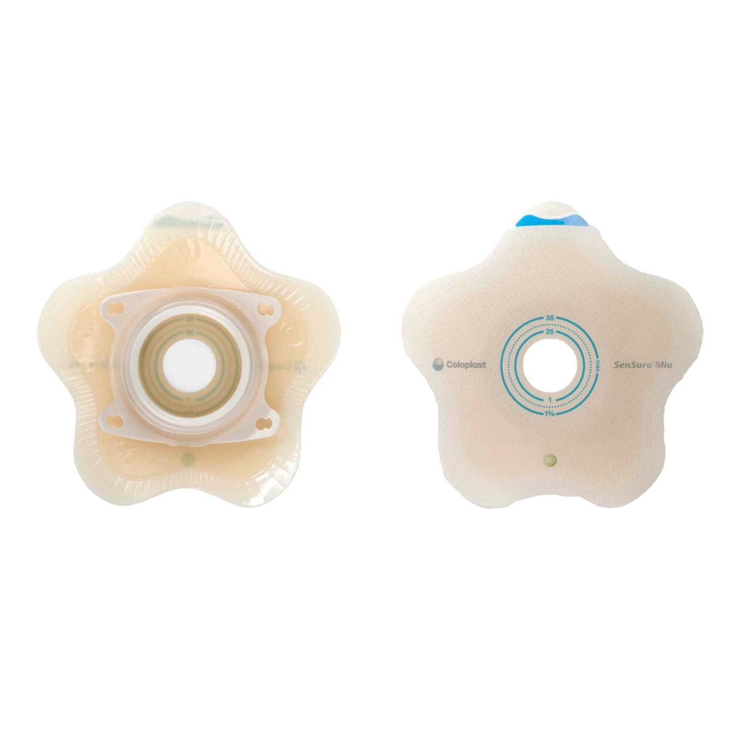 SenSura® Mio Click Convex Flip Ostomy Barrier, Stoma Openings, Red Match