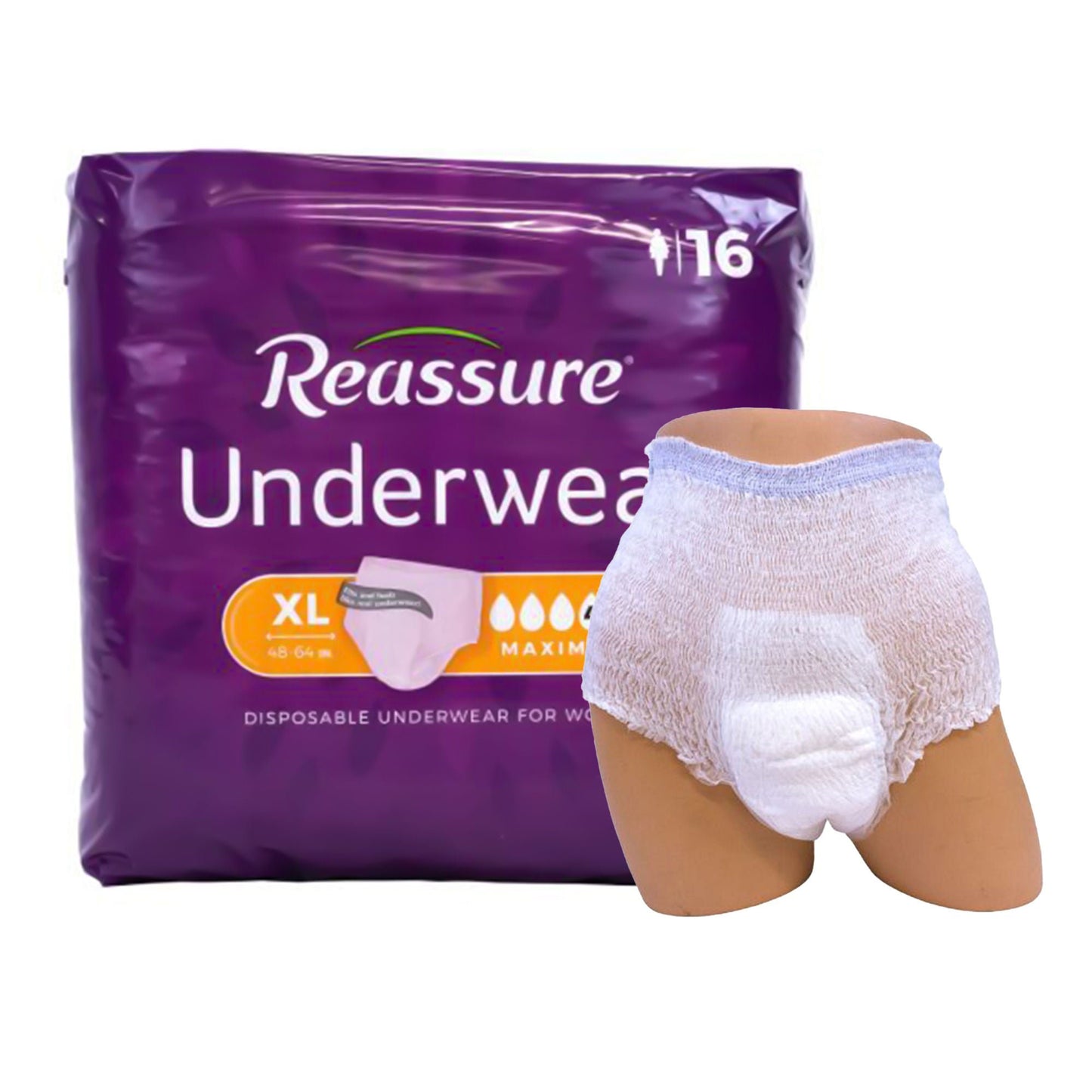 Reassure® Maximum Absorbent Underwear, Women, Medium – Heavy Absorbency