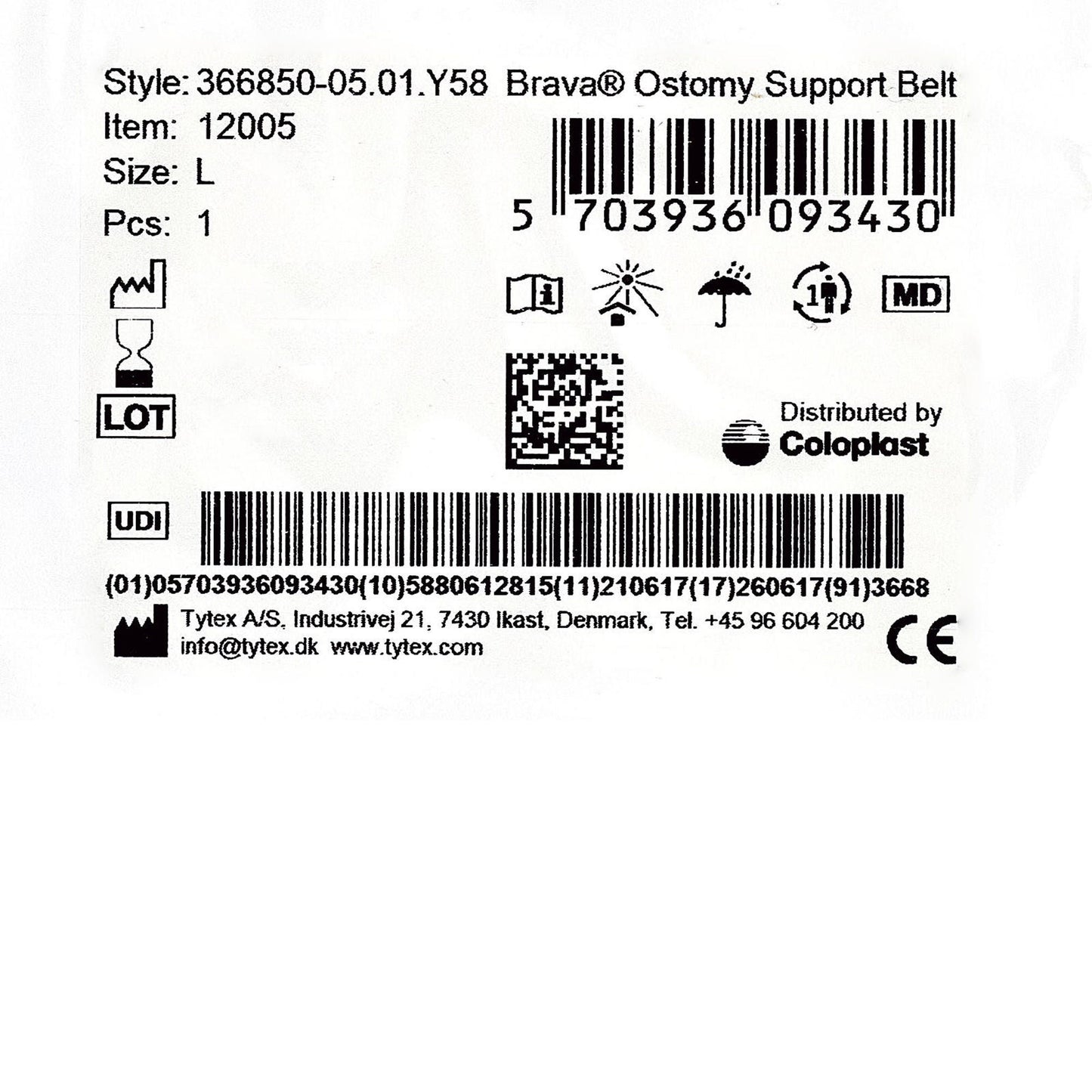 Brava® Support Belt for Ostomy Appliance, fits waists