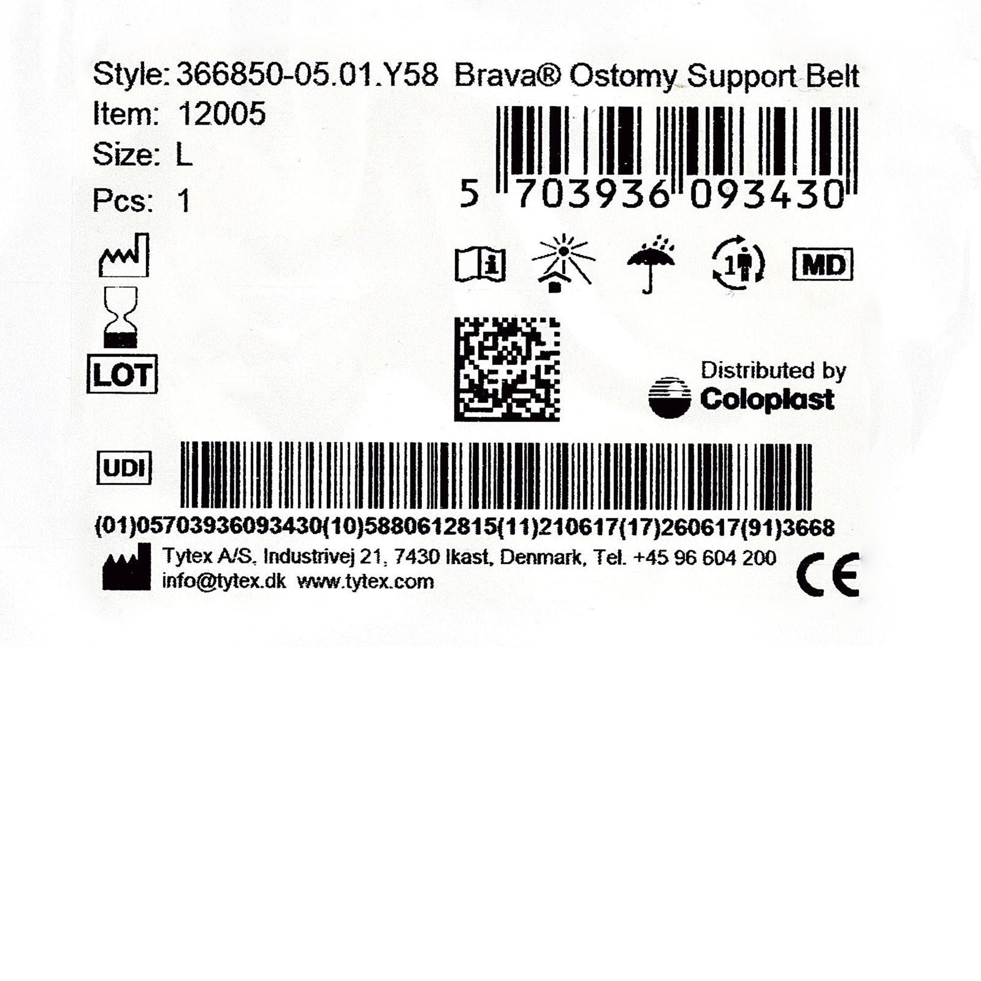 Brava® Support Belt for Ostomy Appliance, fits waists