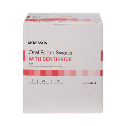McKesson Oral Swabstick Foam Tip Dentifrice, 5 Inch, Mint, Pink