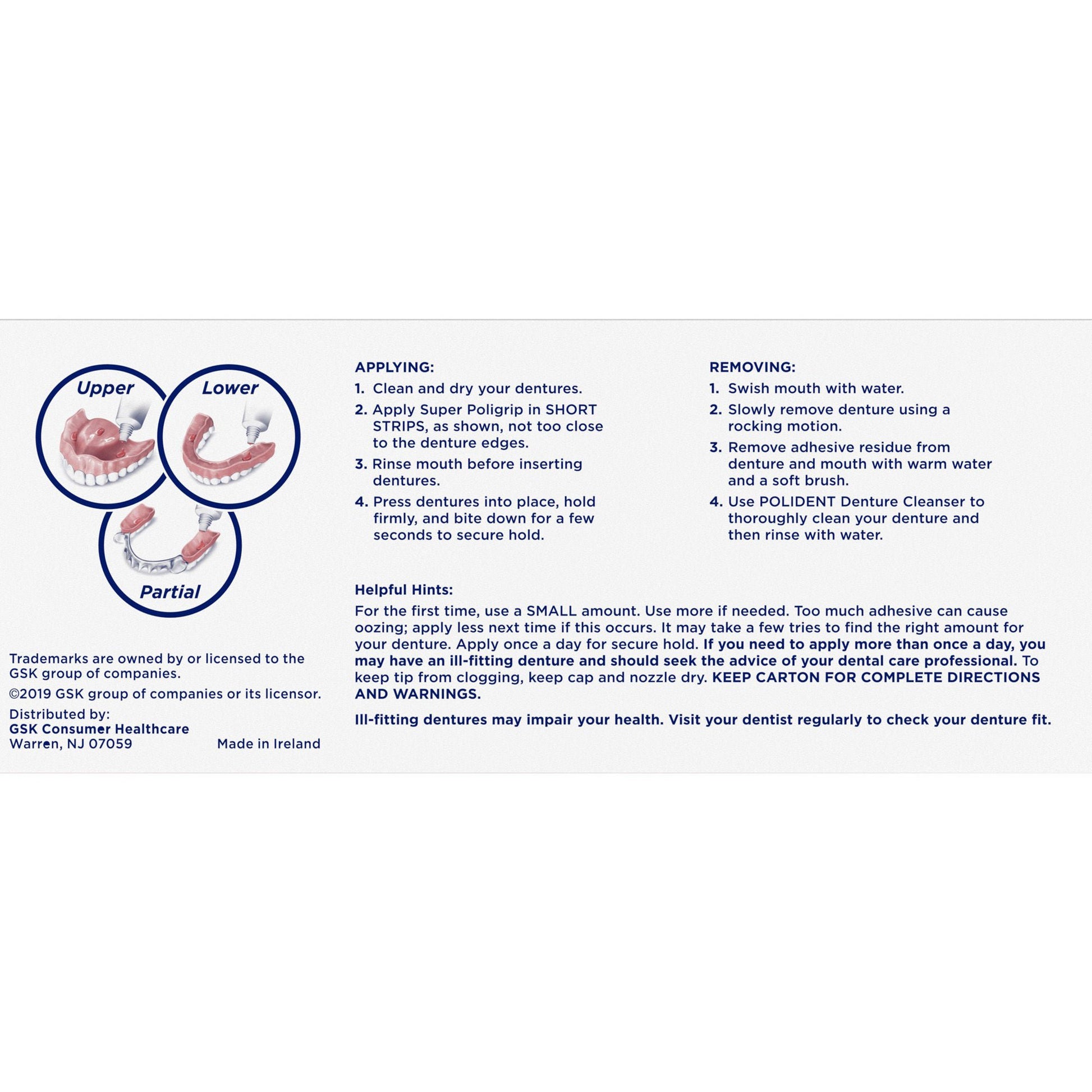 Super Poligrip® Original Denture Adhesive Cream, Tube