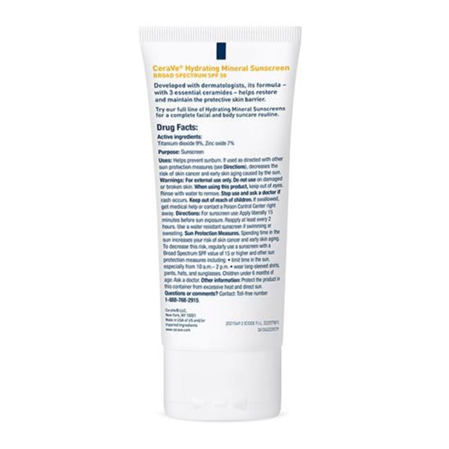 CeraVe® Hydrating Mineral Sunscreen Body SPF 50, Tube