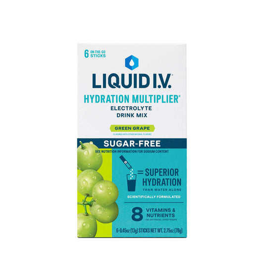 Liquid I.V. Hydration Multiplier Sugar Free Green Grape electrolyte drink mix stick pack, 0.45 oz
