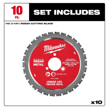 Milwaukee #10 (1-1/4”) Rebar Cutting Blade 48-40-4068