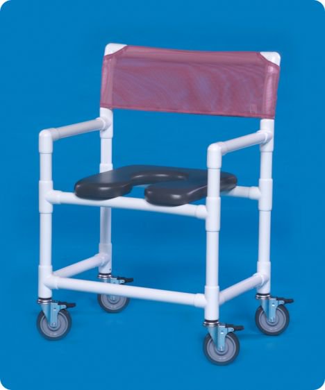 ipu Shower Chair Fixed Arms PVC Frame Mesh Backrest 28 Inch Seat Width 400 lbs. Weight Capacity
